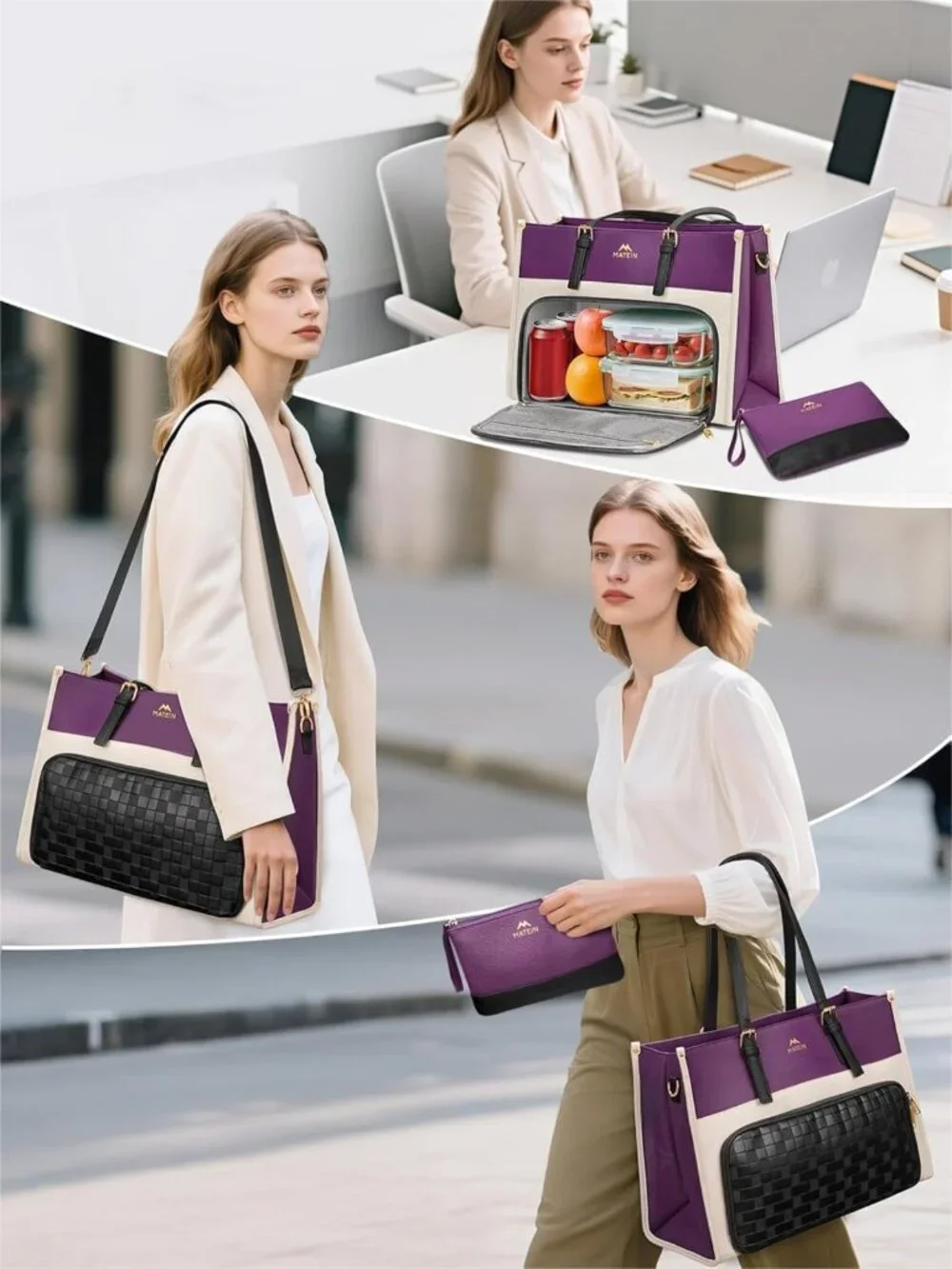 Stylish Insulated Lunch Tote & Laptop Briefcase, 15.6